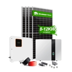 Tata surya 8kw 10kw 12kw dengan baterai lithium sistem fotovoltaik penyimpanan energi sistem rumah surya hibrida
